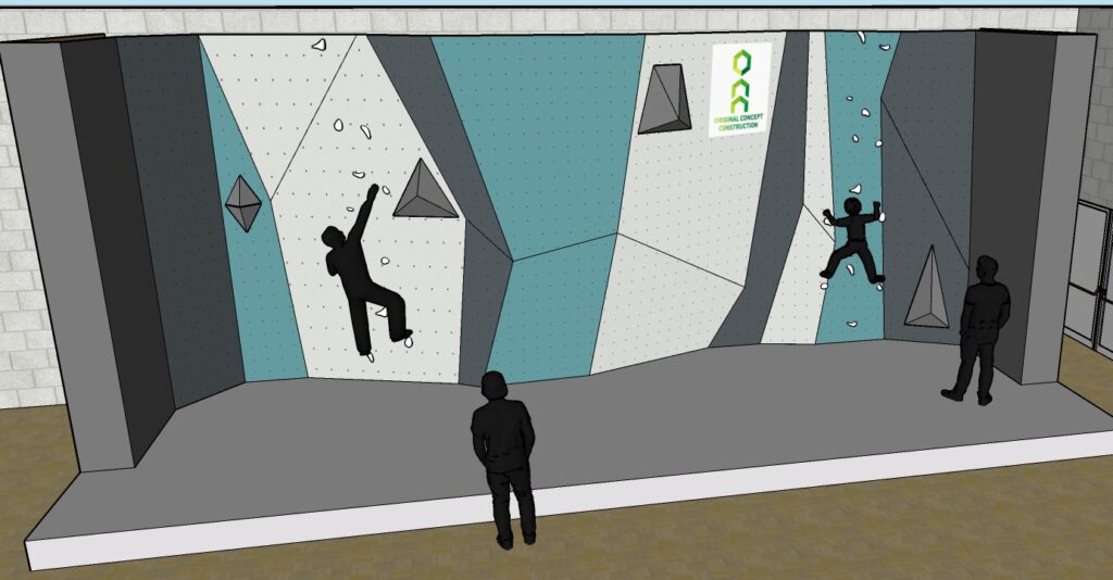 Exemple d'une proposition de 3D d'un mur d'escalade